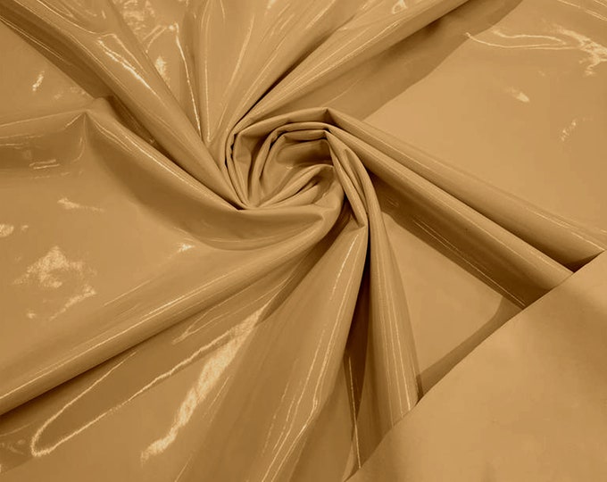 Spandex Shiny Vinyl Fabric (Latex Stretch) - Sold By The Yard - Nude
