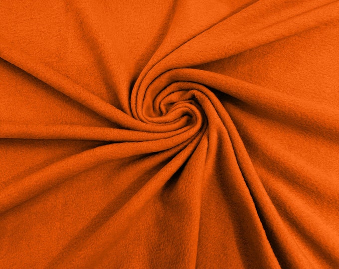 Dark Orange Solid Polar Fleece Fabric Anti-Pill 58" Wide Sold by The Yard.