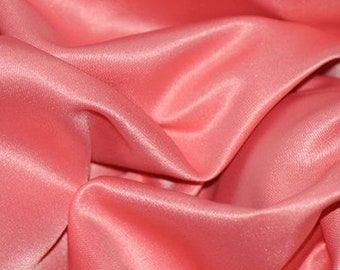 Coral Heavy Shiny Bridal Satin Fabric for Wedding Dress, 60" inches wide sold by The Yard.