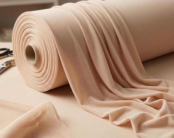 Nude Stretch Power Mesh Fabric 60” Wide | Sheer Spandex Mesh by Yard | Lingerie, Dancewear, Bridal & Fashion Fabric