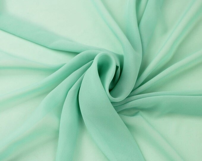 Mint 58/60" Wide 100% Polyester Soft Light Weight, Sheer, See Through Chiffon Fabric Sold By The Yard.