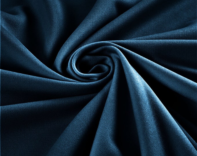 Teal Blue Stretch Crepe Scuba Techno Knit Polyester Spandex Fabric for Bows, Top Knots, Head Wraps, Clothes, Costumes, Crafts