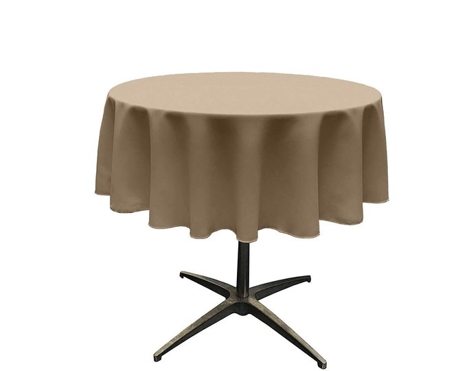 Khaki - Solid Round Polyester Poplin Tablecloth Seamless.