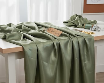Dark Sage Glossy Liquid Bridal Satin Fabric, 58” Wide for Prom and Wedding Dresses