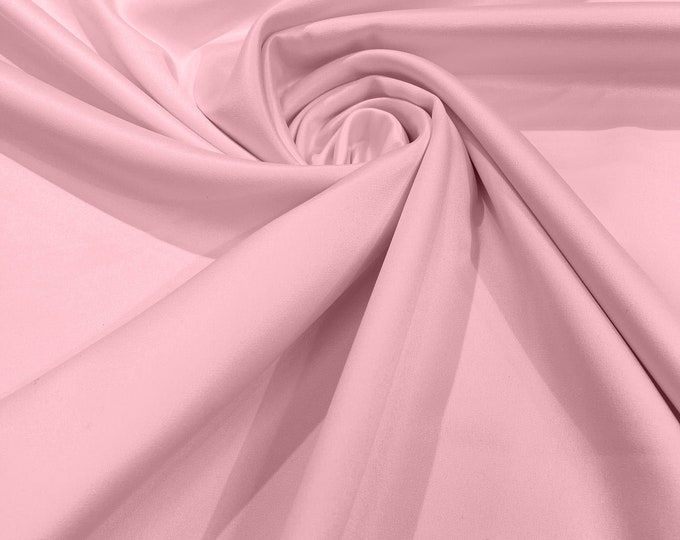 Pink Matte Stretch Lamour Satin Fabric 58" Wide/Sold By The Yard. New Colors