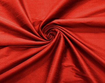 Red Polyester Dupioni Faux Silk Fabric/ 55” Wide/Wedding Fabric/Home Decor.