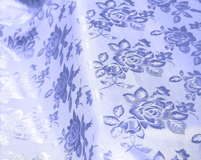 Lavender 60" Wide Polyester Flower Brocade Jacquard Satin Fabric, Sold By The Yard.