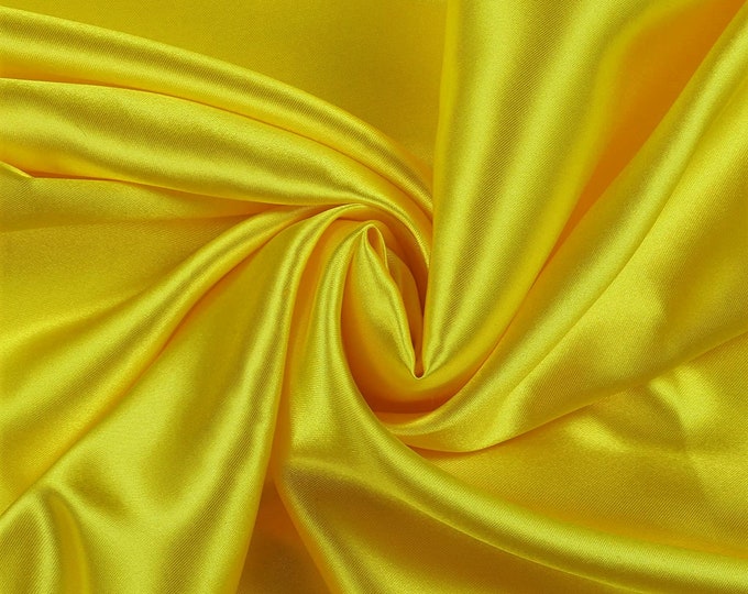 Yellow Charmeuse Bridal Solid Satin Fabric for Wedding Dress Fashion Crafts Costumes Decorations Silky Satin 58” Wide Sold By The Yard