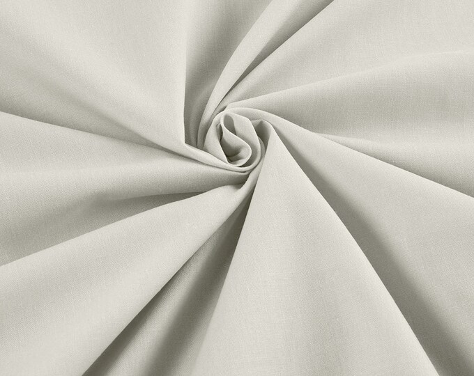 Ivory - 58-59" Wide Premium Light Weight Poly Cotton Blend Broadcloth Fabric Sold By The Yard.