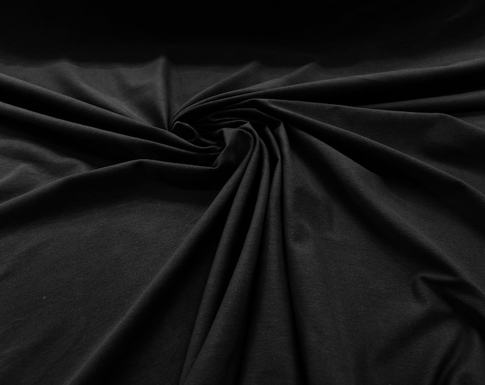 Black 58/60" Wide  Cotton Jersey Spandex Knit Blend 95% Cotton 5 percent Spandex/Stretch Fabric/Costume