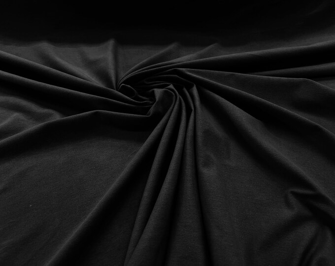 Black 58/60" Wide  Cotton Jersey Spandex Knit Blend 95% Cotton 5 percent Spandex/Stretch Fabric/Costume