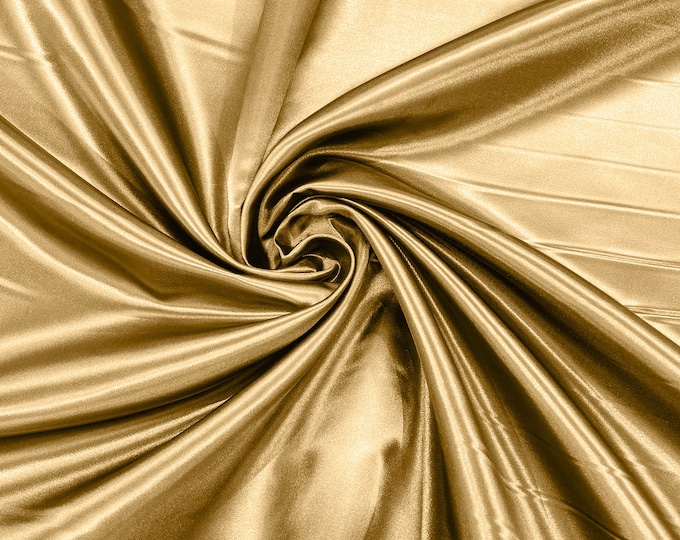 Light Gold Heavy Shiny Bridal Satin Fabric for Wedding Dress, 60" inches wide sold by The Yard. New Colors