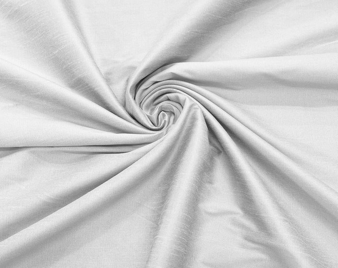 White Polyester Dupioni Faux Silk Fabric/ 55” Wide/Wedding Fabric/Home Decor.