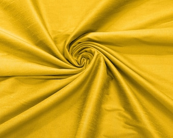 Mango Yellow Polyester Dupioni Faux Silk Fabric | 55" Wide Wedding, Home Decor.