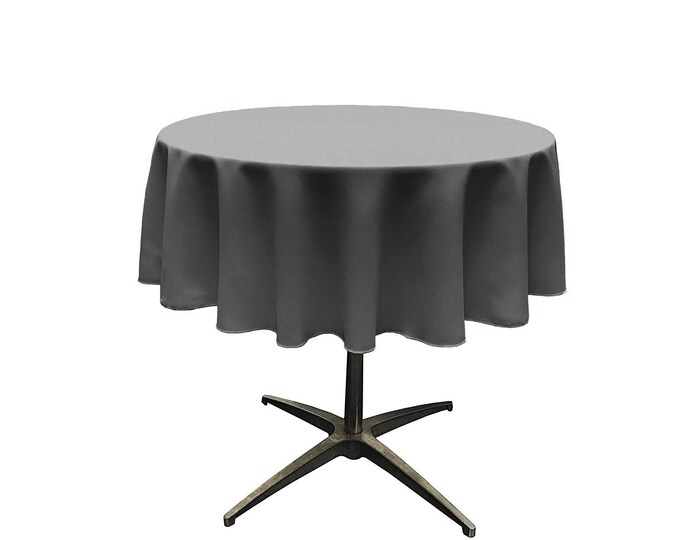 Grey - Solid Round Polyester Poplin Tablecloth Seamless.