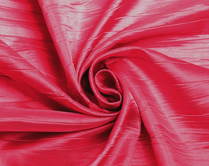 Shocking Pink - Crushed Taffeta Fabric - 54" Width - Creased Clothing Decorations Crafts - Sold By The Yard