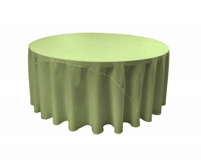 Sage Green - Solid Round Polyester Poplin Tablecloth With Seamless.