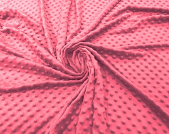 Hot Pink Minky Dot Fabric| 58" Wide| Cosplay| Stuff Animals| Blankets.