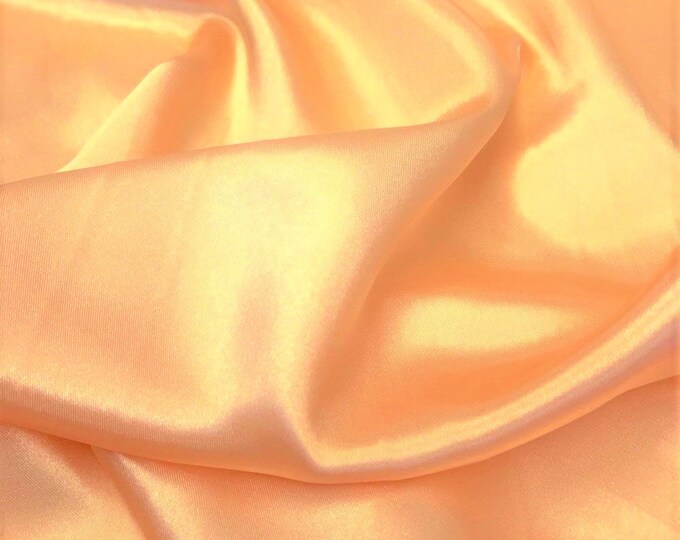 Peach 95 Percent  Polyester 5% Spandex, 58 Inches Wide Matte Stretch L'Amour Satin Fabric, Sold By The Yard.