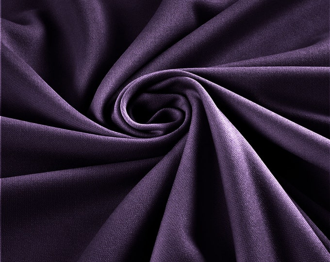 Plum Stretch Crepe Scuba Techno Knit Polyester Spandex Fabric for Bows, Top Knots, Head Wraps, Clothes, Costumes, Crafts