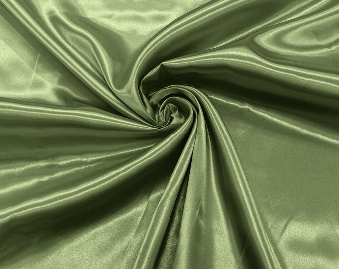 Sage Green Shiny Charmeuse Satin Fabric for Wedding Dress/Crafts Costumes/58” Wide /Silky Satin