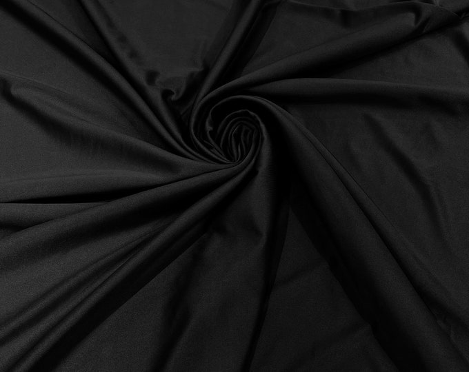 Black Shiny Milliskin Nylon Spandex Fabric 4 Way Stretch 58" Wide Sold by The Yard