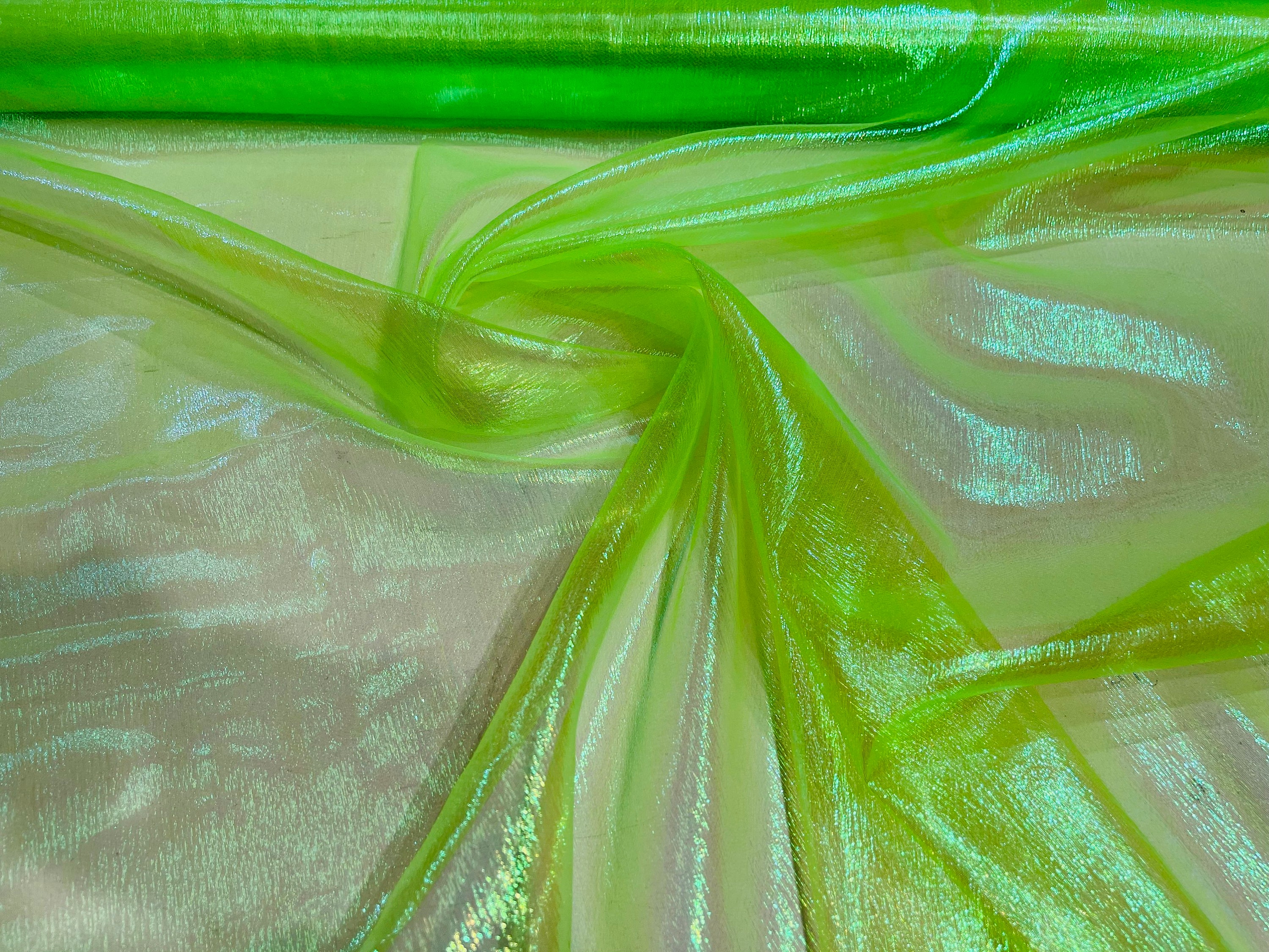 Lime Green Woven Translucent/Iridescent Organza Fabric