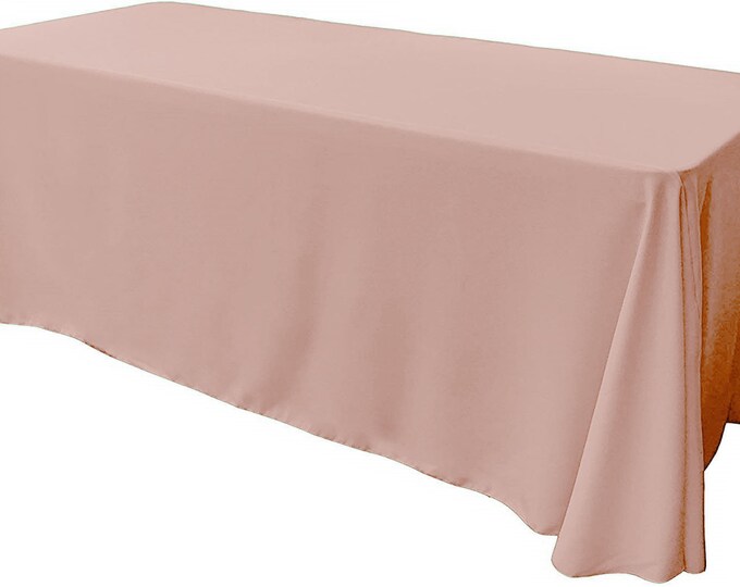 Peach - Rectangular Polyester Poplin Tablecloth Floor Length / Party supply