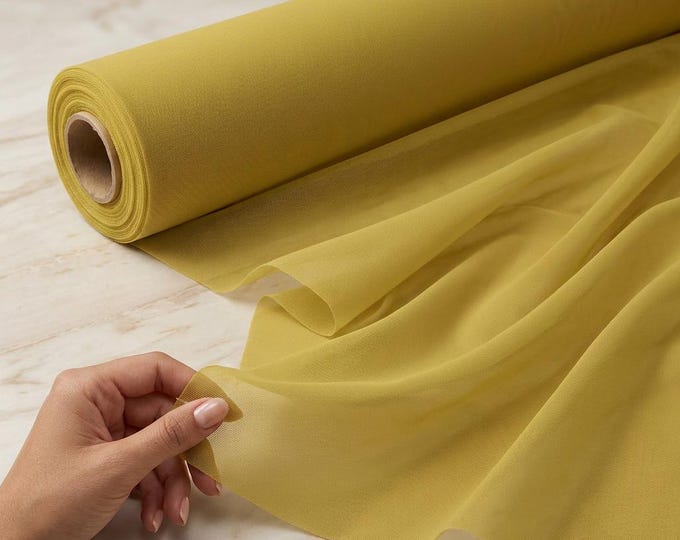 Light Yellow Stretch Power Mesh Fabric 60” Wide | Sheer Nylon Spandex Mesh by Yard | Lingerie, Dancewear & Summer Fashion Fabric