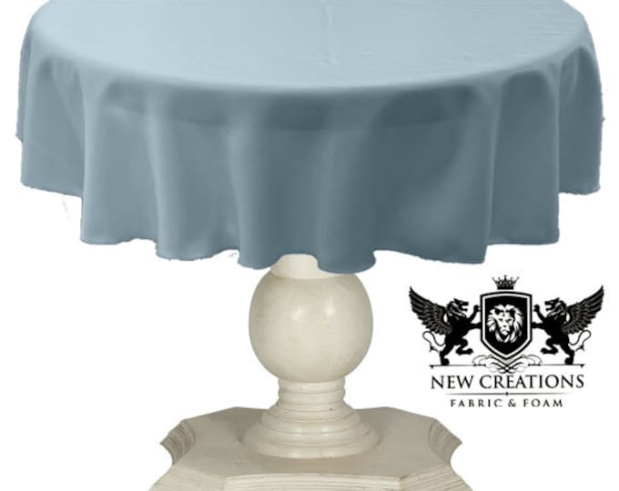 Light Blue Round Tablecloth Solid Dull Bridal Satin Overlay for Small Coffee Table Seamless.