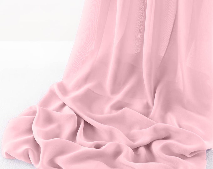 Pink 5 Yards Chelsea Wool Dobby Chiffon Fabric/58" Wide Sheer Fabric/Solid Color Draping Fabric for Wedding Party Easter Backdrop