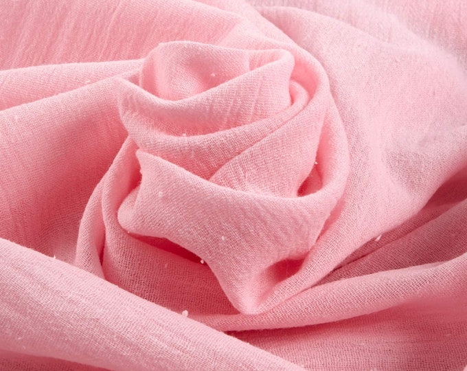 Pink Cotton Gauze Fabric 100% Cotton 48/50" inches Wide Crinkled Lightweight Sold by The Yard.