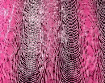 Magenta, 53/54" Wide Snake Fake Leather Upholstery, 3-D Viper Snake Skin Texture Faux Leather PVC Vinyl Fabric by The Yard