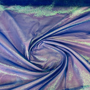 Royal Blue Crush Iridescent Shimmer Organza Fabric 45” Wide, Sells by The Yard.