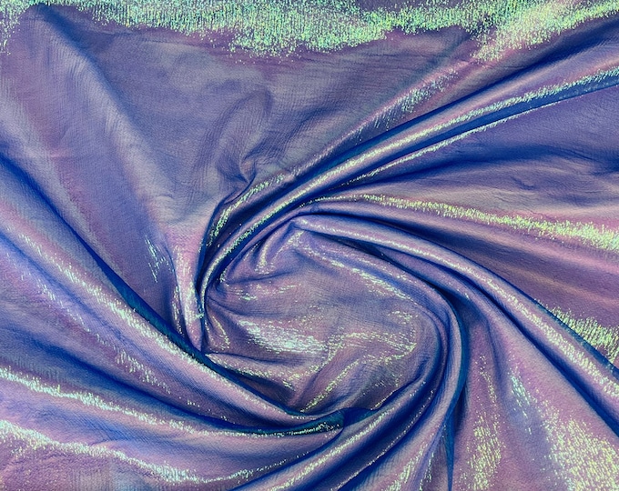 Royal Blue Crush Iridescent Shimmer Organza Fabric 45” Wide, Sells by The Yard.