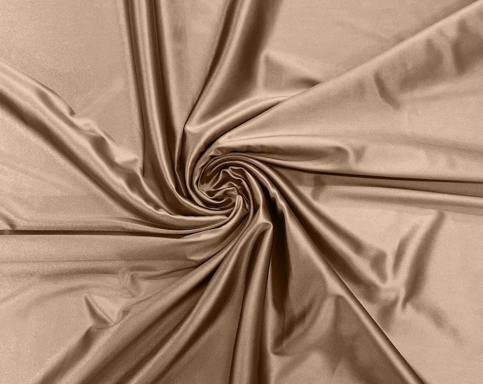 Khaki Heavy Shiny Satin Stretch Spandex Fabric/58 Inches Wide/Prom/Wedding/Cosplays.