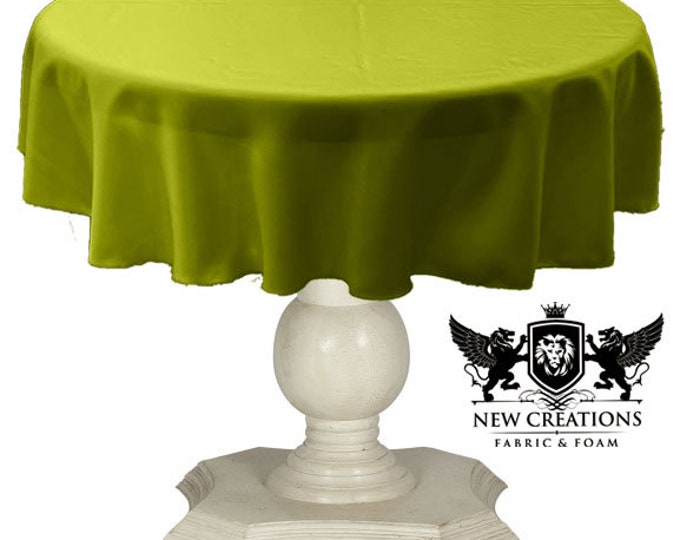 Avocado Green Round Tablecloth Solid Dull Bridal Satin Overlay for Small Coffee Table Seamless.
