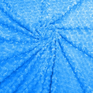 Turquoise 58&quot; Wide Minky Swirl Rose Blossom Ball Rosebud Plush Fur Fabric Polyester