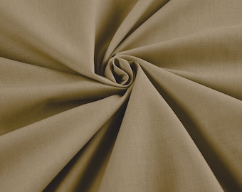 Taupe Lightweight Poly Cotton Broadcloth Fabric| 58" Wide| Bed sheets| Apparel.