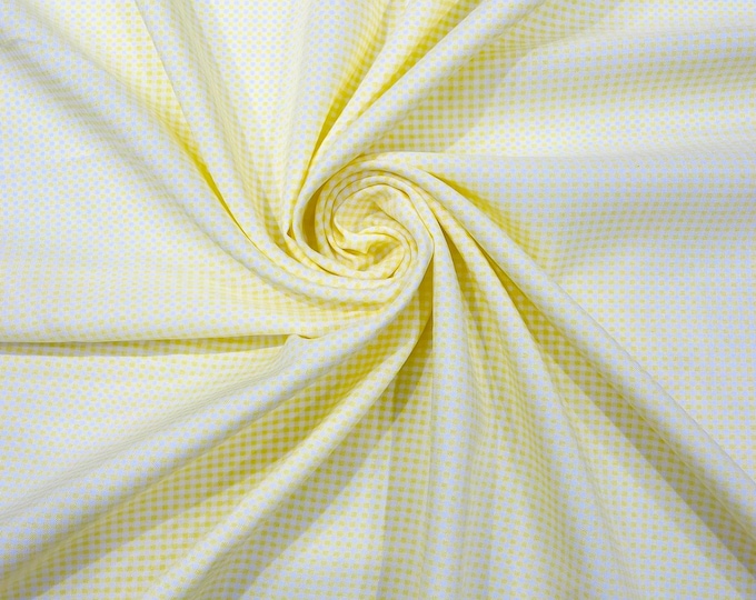 Light Yellow Gingham 1/8” Squares, Polyester Checkered Fabric- Sold by the yard