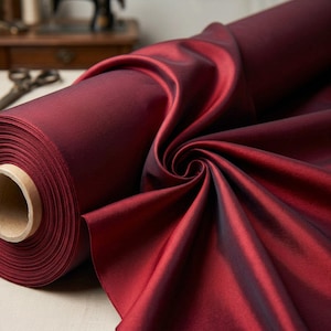Burgundy Medium Weight Stretch Two Tone Taffeta Fabric| 58" Wide| Prom Apparel | Nightgown