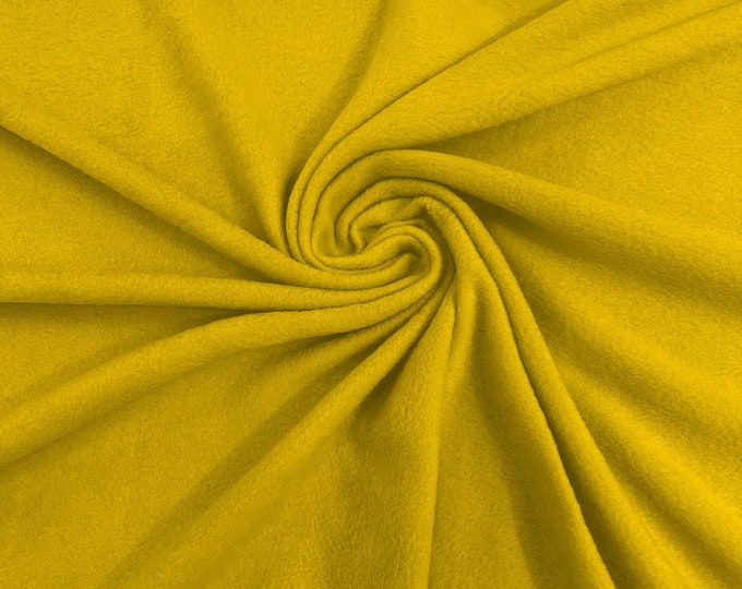 Yellow Solid Polar Fleece Fabric Anti-Pill 58" Wide Sold by The Yard.