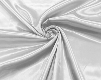 White Shiny Satin Charmeuse Fabric| 58" Wide| Wedding| Bridal| Evening Gown| Prom.