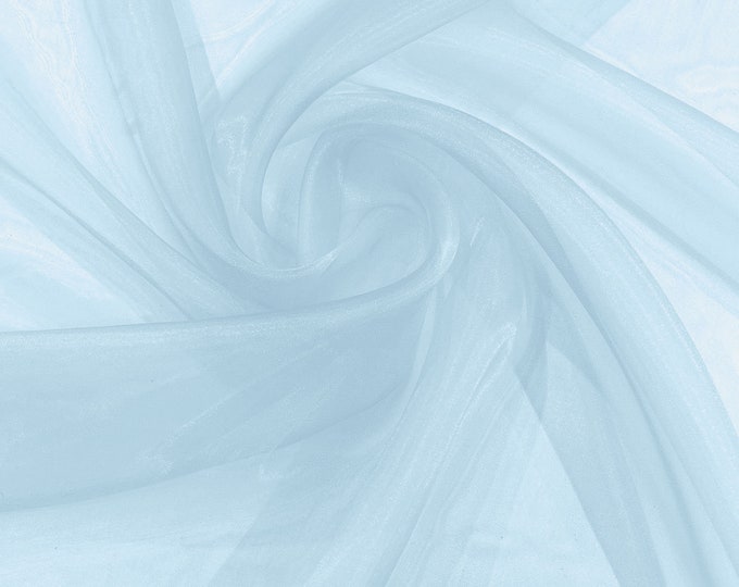 Baby Blue 58/60" Wide 100% Polyester Soft Light Weight, Sheer, See Through Crystal Organza Fabric/Cosplay Costumes, Skirts.