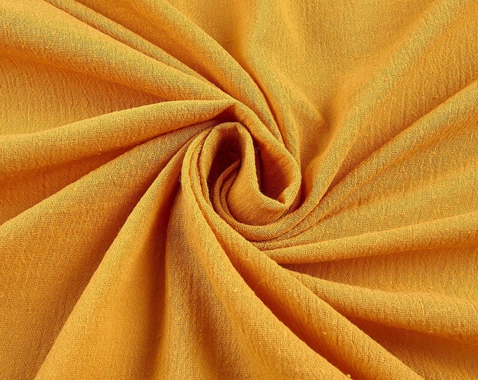 Gold Cotton Gauze Fabric 100% Cotton 48/50" inches Wide Crinkled Lightweight Sold by The Yard.