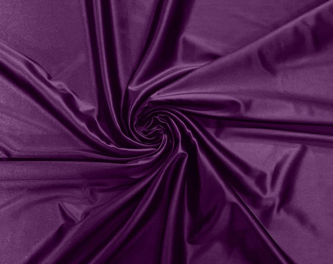 Plum Deluxe Shiny Polyester Spandex Fabric Stretch 58" Wide Sold by The Yard.