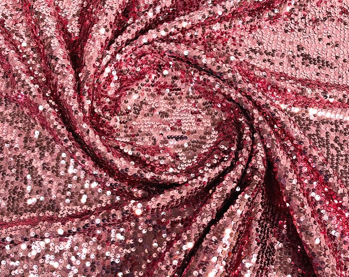 Dusty Rose Sequins Taffeta Fabric-Glitz Sequins Taffeta Fabric-Raindrop Sequins-54” Wide-Sold By The Yard.
