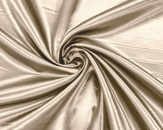 Champagne Heavy Shiny Polyester Bridal Satin Fabric 58" Wide | Bridesmaid Dresses| Wedding Fashion.
