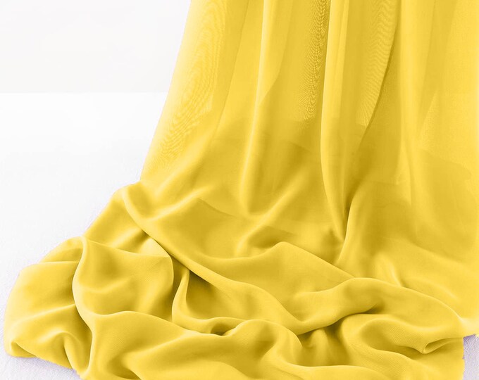 Yellow - Wool Dobby Chiffon Sheer Table Runner for Wedding, Decorations for Birthday Parties, Banquets, Engagements.