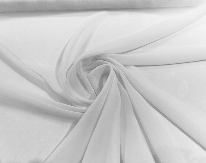 White 5 Yards 60" Wide Sheer Fabric Chiffon Fabric by The Yard Continuous Solid Color Draping Fabric for Wedding Party Easter Backdrop